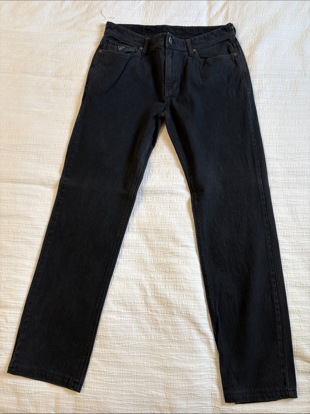 GUC Guess Men's Black & Grey Pin Striped Pattern Jeans